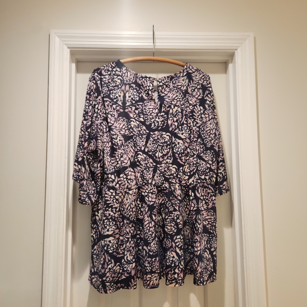 Cato Butterfly Print Babydoll Size 22 Plus Flowy Boho Fairycore Cottagecore - Picture 6 of 10